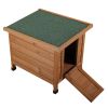 Modern Wooden Rabbit Cat Dog Hutch, Indoor/Outdoor Retreat House with Openable Roof for Small Pets, Weatherproof, Bright Orange