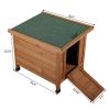 Modern Wooden Rabbit Cat Dog Hutch, Indoor/Outdoor Retreat House with Openable Roof for Small Pets, Weatherproof, Bright Orange