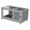 Weatherproof Rabbit House, Indoor/Outdoor Wooden Rabbit Hutch, 2 Story Bunny Cage, Pet House, Wooden Chicken Coop with Wheels